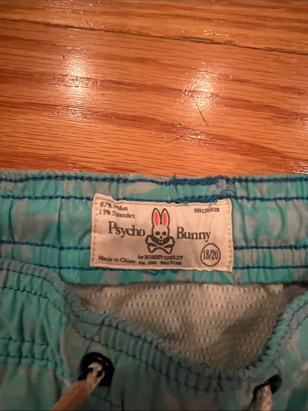 Psycho bunny Teal Floral Swim Trunks with Drawstring Waist